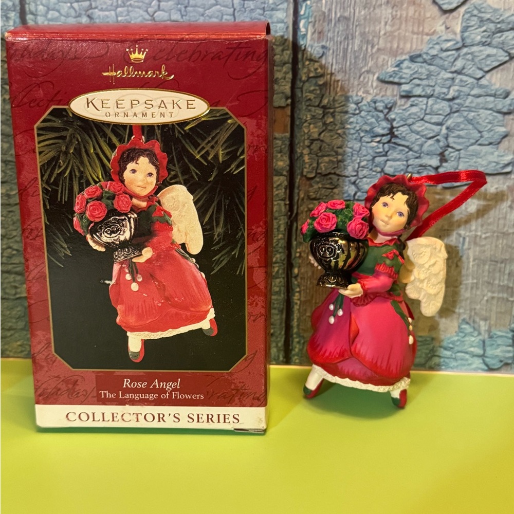 Hallmark Keepsake Rose Angel Ornament - Red and White Vintage Collectors series